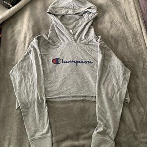 Grey Cropped Champion Hoodie
